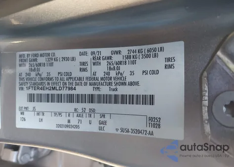 2021 Ford Ranger Xl z USA, uszkodzony, nr VIN 1FTER4EH2MLD77984